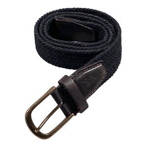 Rodd & Gunn Belt Mens S/M Black Braided Woven Stretch Leather Trim Golf Heritage